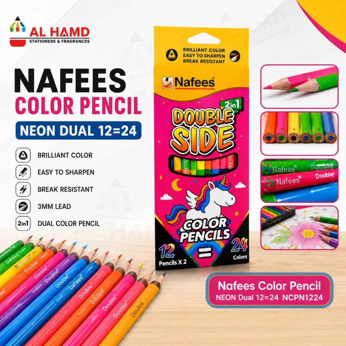 Nafees Color Pencil NEON Dual 12=24 NCPN1224