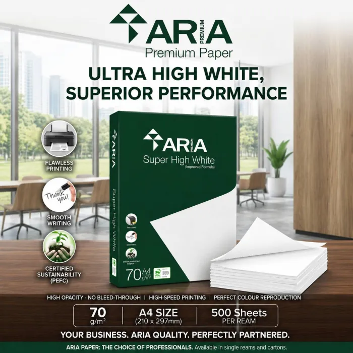 Aria Super High White A4 70gsm Ream (500Sheets)