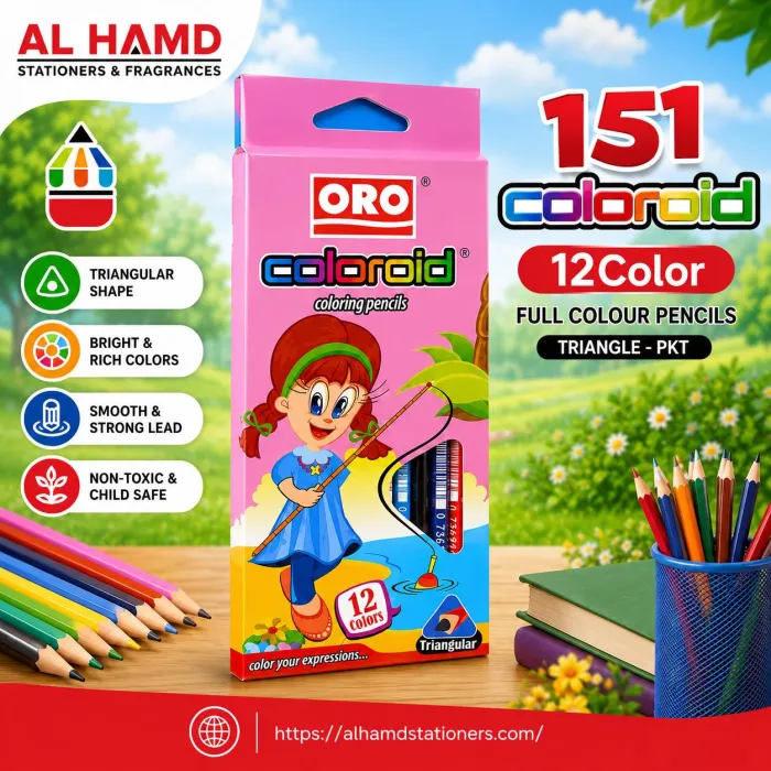 151 coloroid - 12Color Full Colour Pencils - Traingle - Pkt