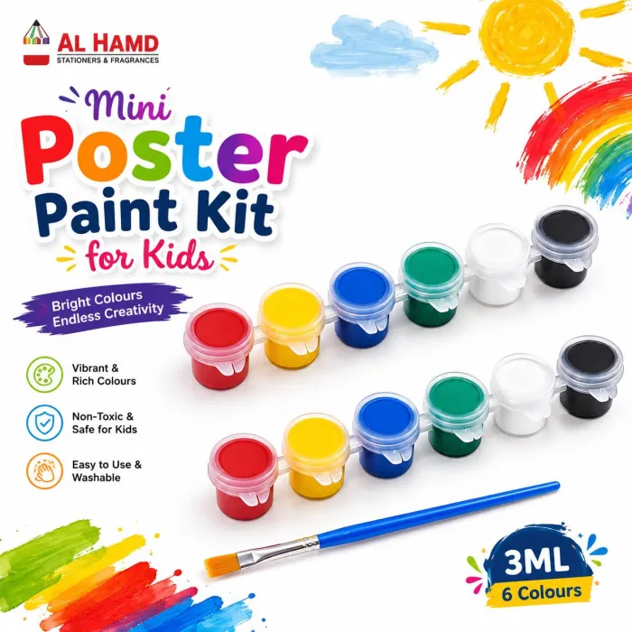 Mini Poster Paint kit for Kids, 3ML - 6 Colours
