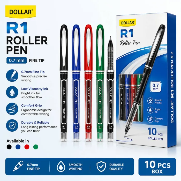 R-1 Black - Dollar Roller Pen - 0.7 - 10Pcs Box