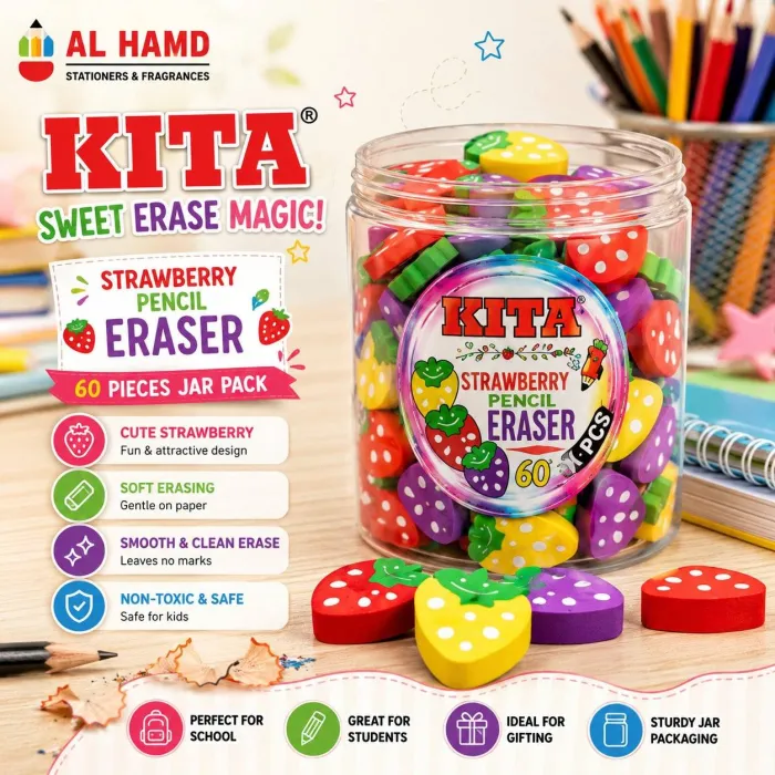 KITA Eraser 620 Coloured & Red - 60Pcs Jar