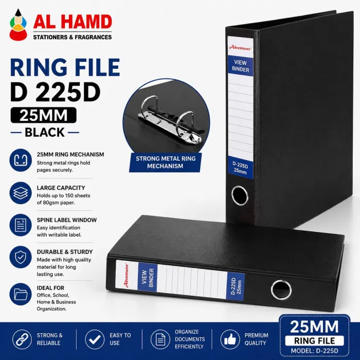 Ring File D 225D 25mm Black ( Elegent )