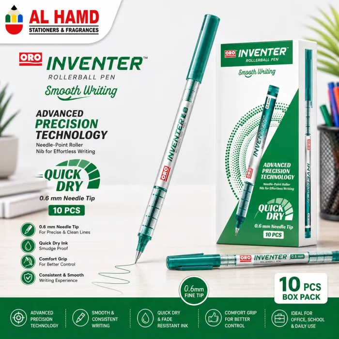 Oro Inventer Roller Ball Pen Green 0.6mm (10Pcs) No.778 PCS