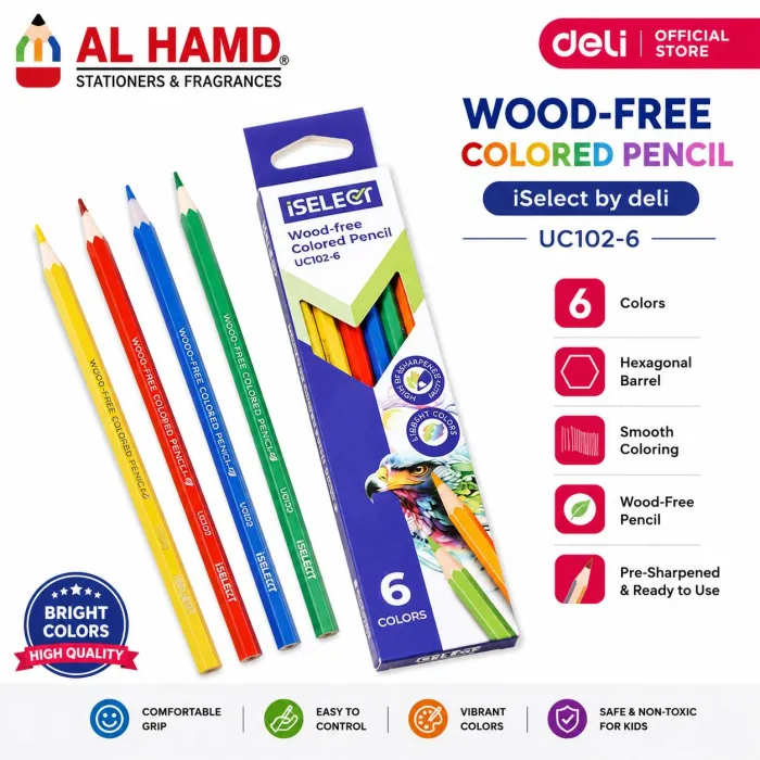 WOOD-FREE - 6Colors Pencil - iSelect by deli - UC102-6