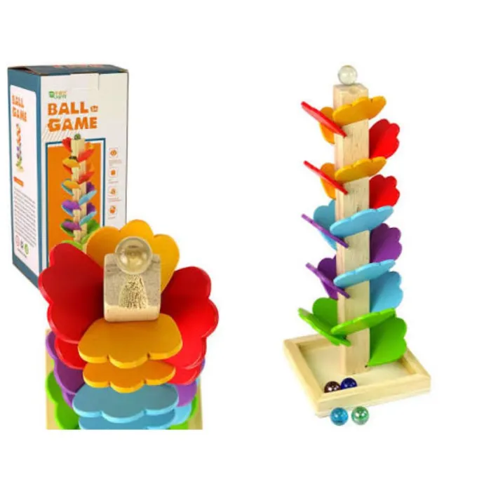 BALL GAME - Wooden Tree Track Ball Slide Leaves -
