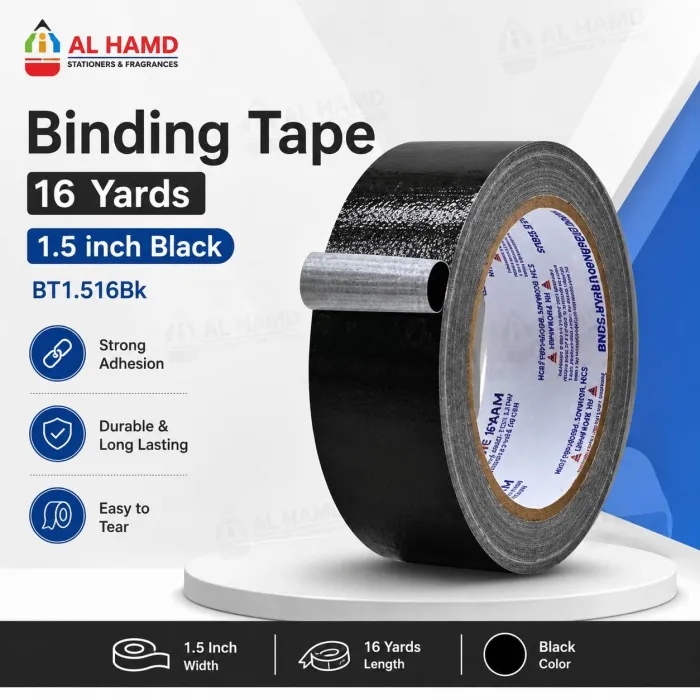 Binding Tape 16Yards 1.5inch Black BT1.516Bk