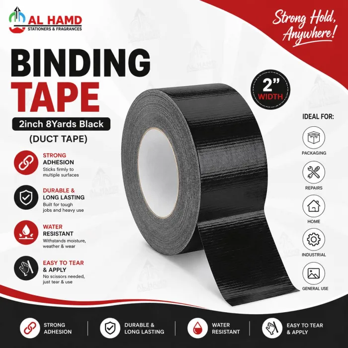 Binding Tape 2inch 8Yards Black ( Duct Tape )