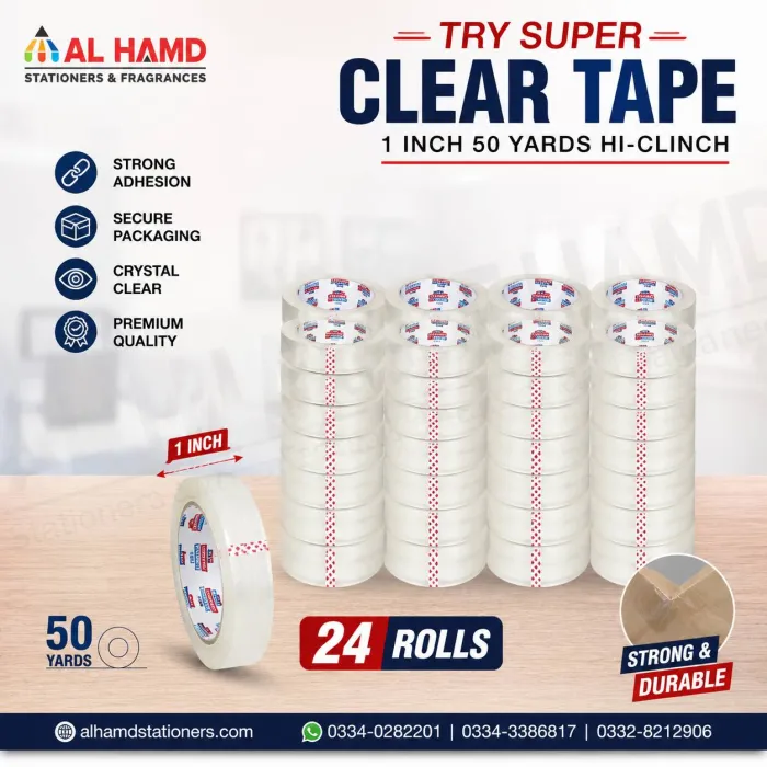 TRY Super Clear Tape 1inch 50Yards Hi-Clinch
