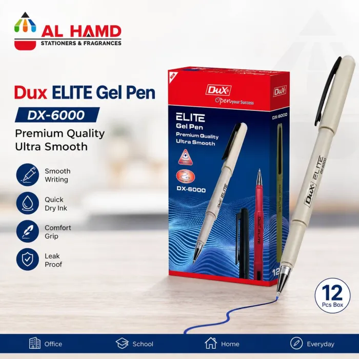 BLUE - Dux ELITE Gel Pen - 12Pcs Box - DX-6000