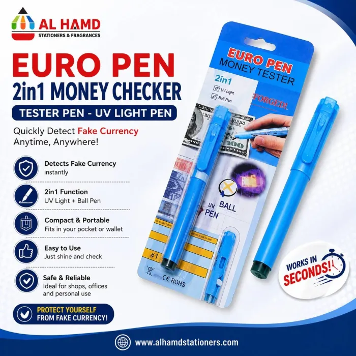 Euro Pen- 2in1 Money Checker - Tester Pen - UV Light Pen