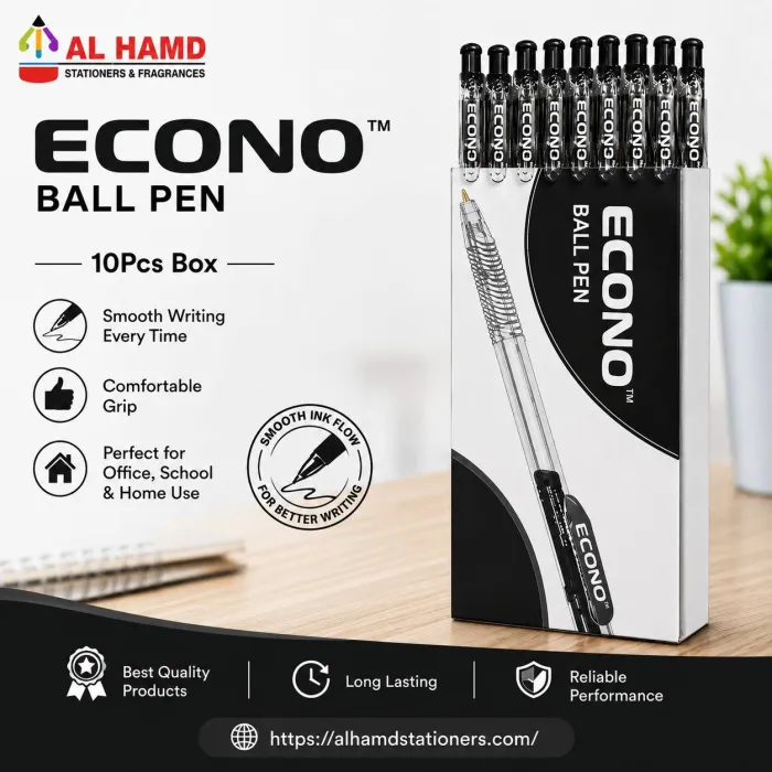 Econo Ball Pen - BLACK - 10Pcs Box