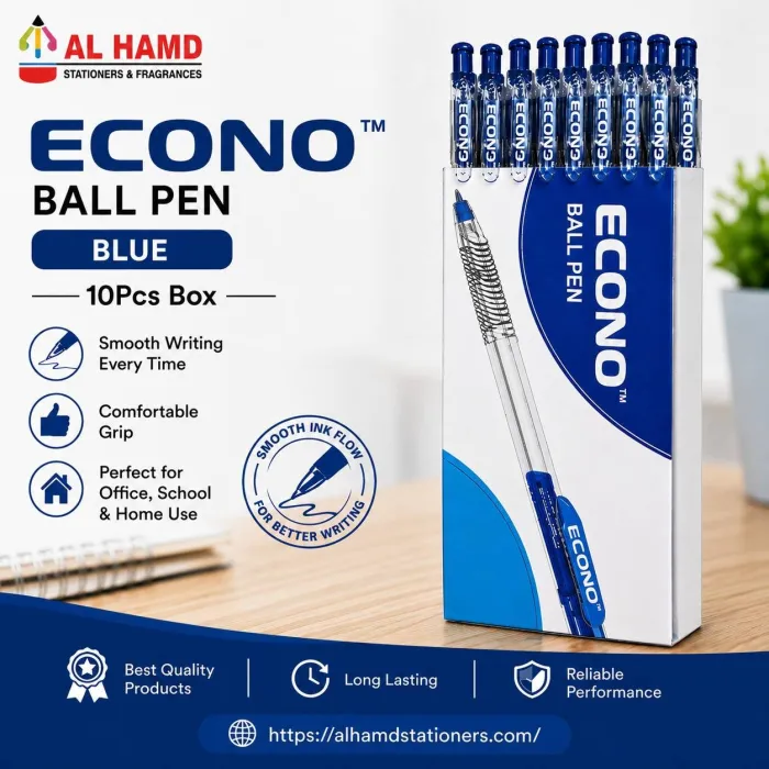 Econo Ball Pen - BLUE - 10Pcs Box